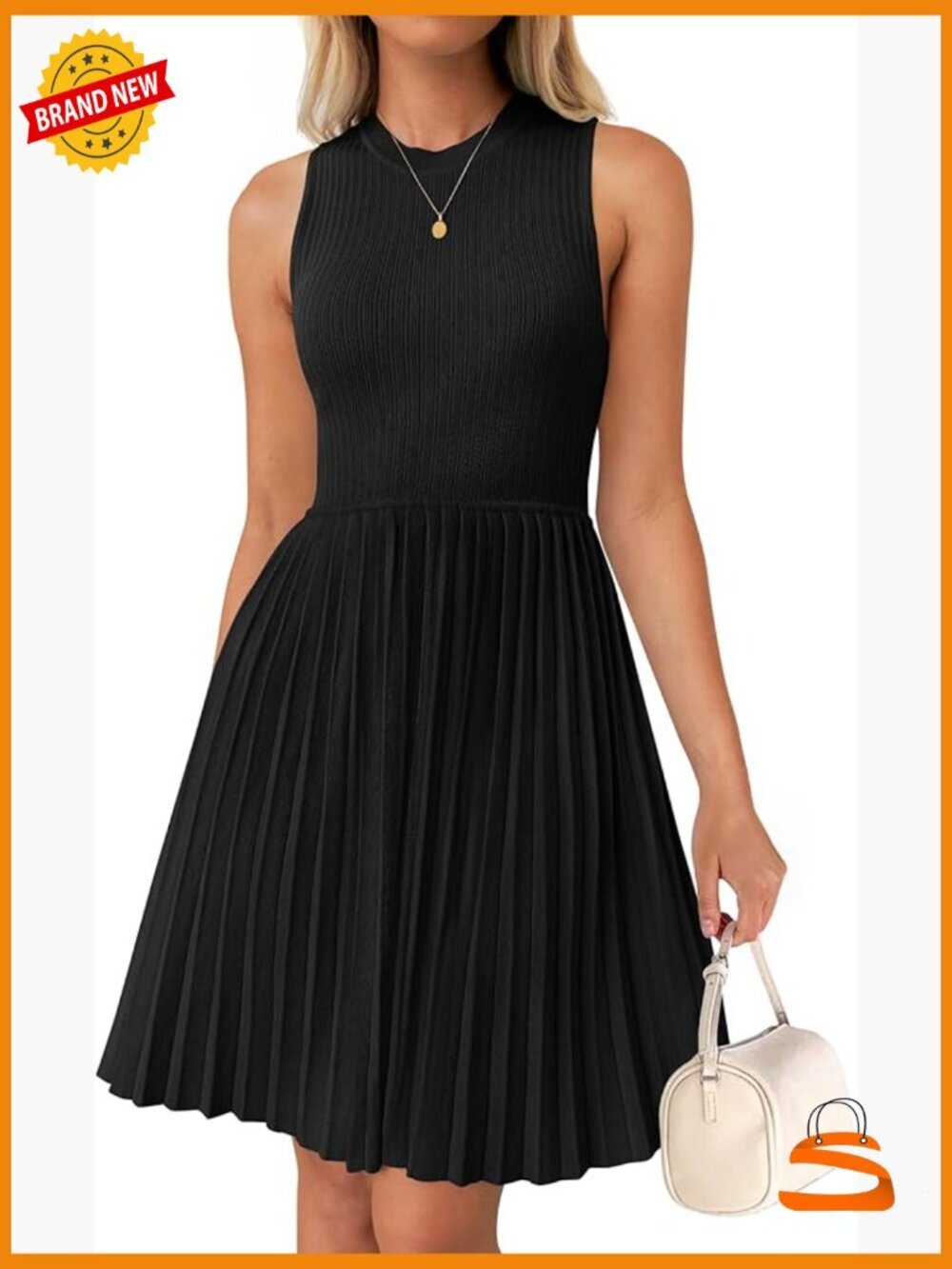 Sleeveless Mini Dress with High Waist & A-Line